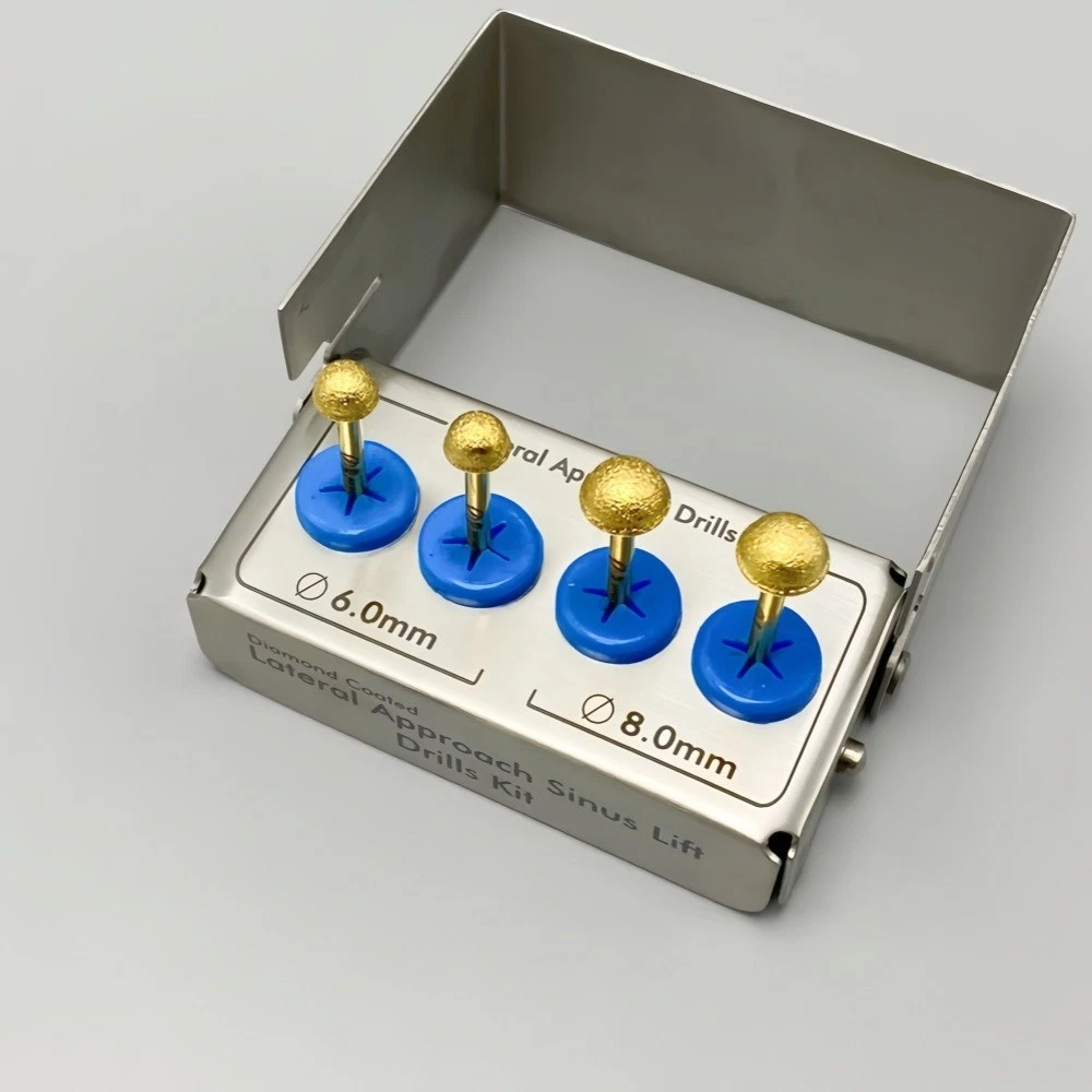 Dental Lateral Approach Drill Kit Sinus Lift Membrane Diamond Coated Burs 6mm 8mm