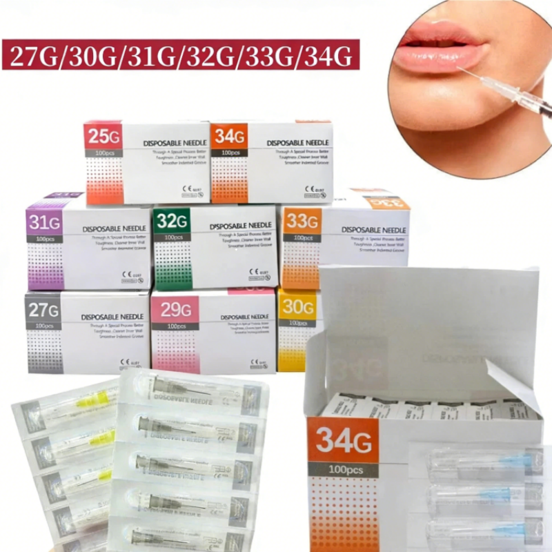 100Pcs Sterile Tattoo Piercing Needles | Disposable Micro Injector Syringe Tips for Painless Meso Therapy