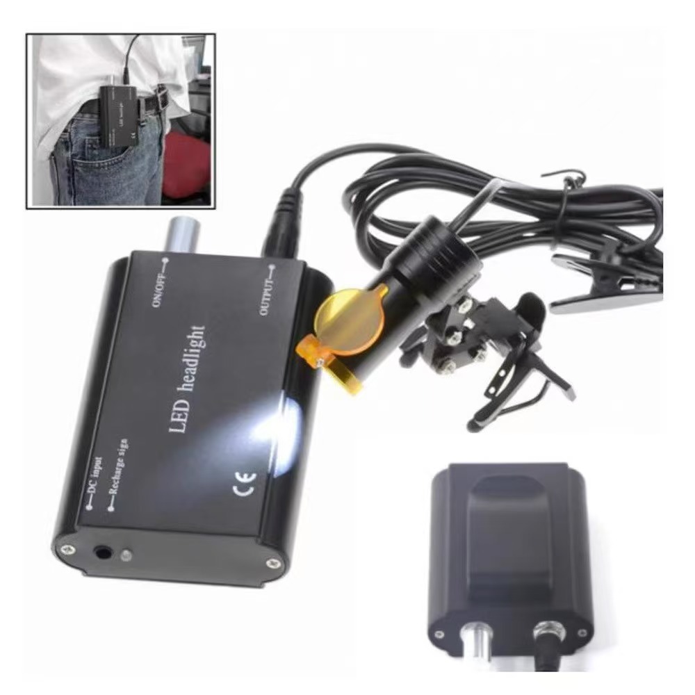 Dental Surgical Binocular Loupes with 5W LED Head Light, Magnifier Glasses 2.5X 3.5X Magnification Kit