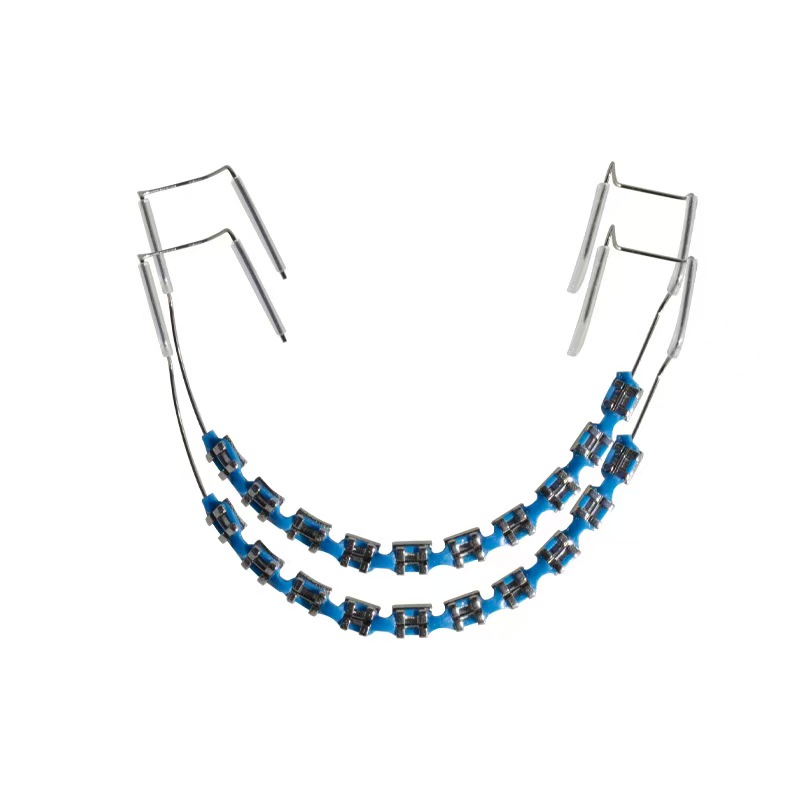 Dental Orthodontic Brackets & Power Chains Set, Temporary Tooth Decoration Metal Braces Kit for Fashion