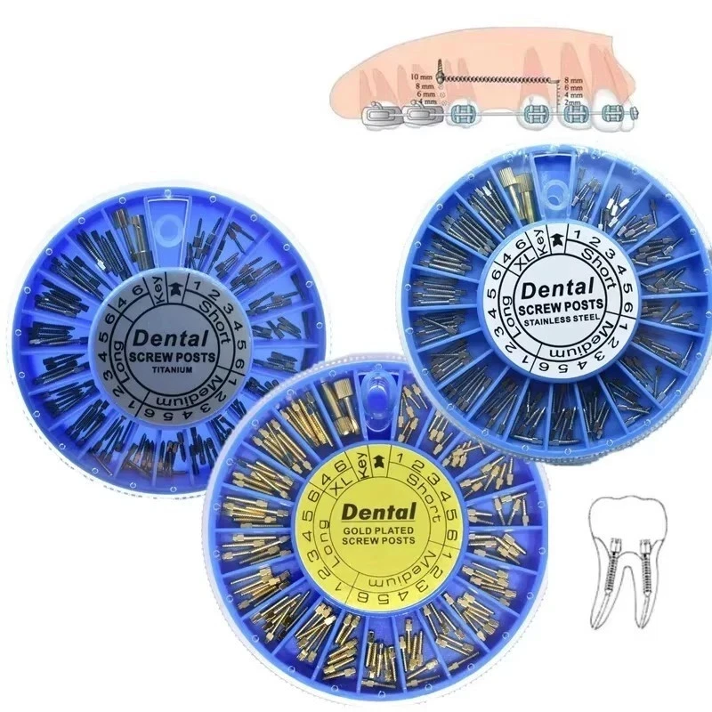 120pcs Dental Screw Post Gold/Silver Plated Titanium Kit Conical Root Canal Pins