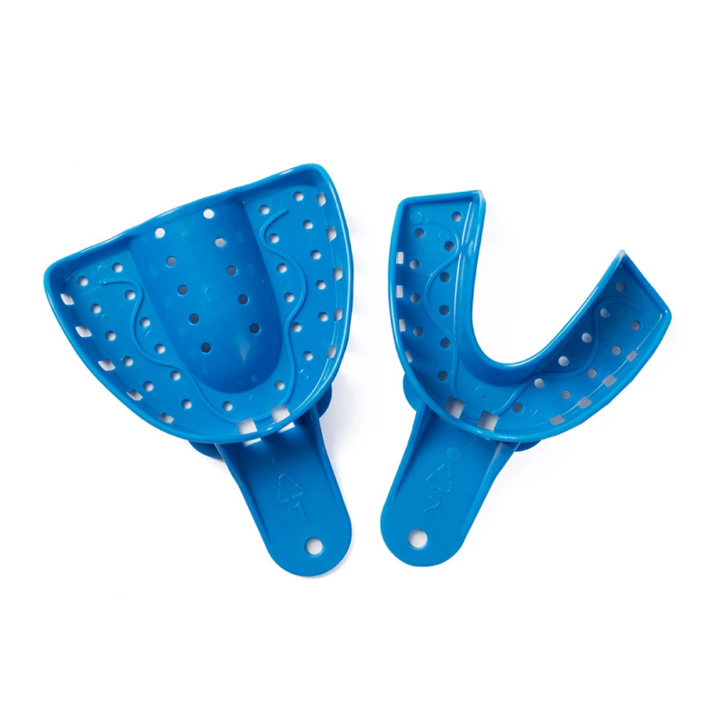 12Pcs Dental Disposable Impression Trays Plastic Perforated Denture Upper/Lower Large Medium Small