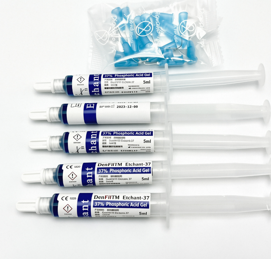 37% Phosphoric Acid Dental Etching Gel Syringe with 4 Disposable Tips, 5ml Each for Bonding & Restorative