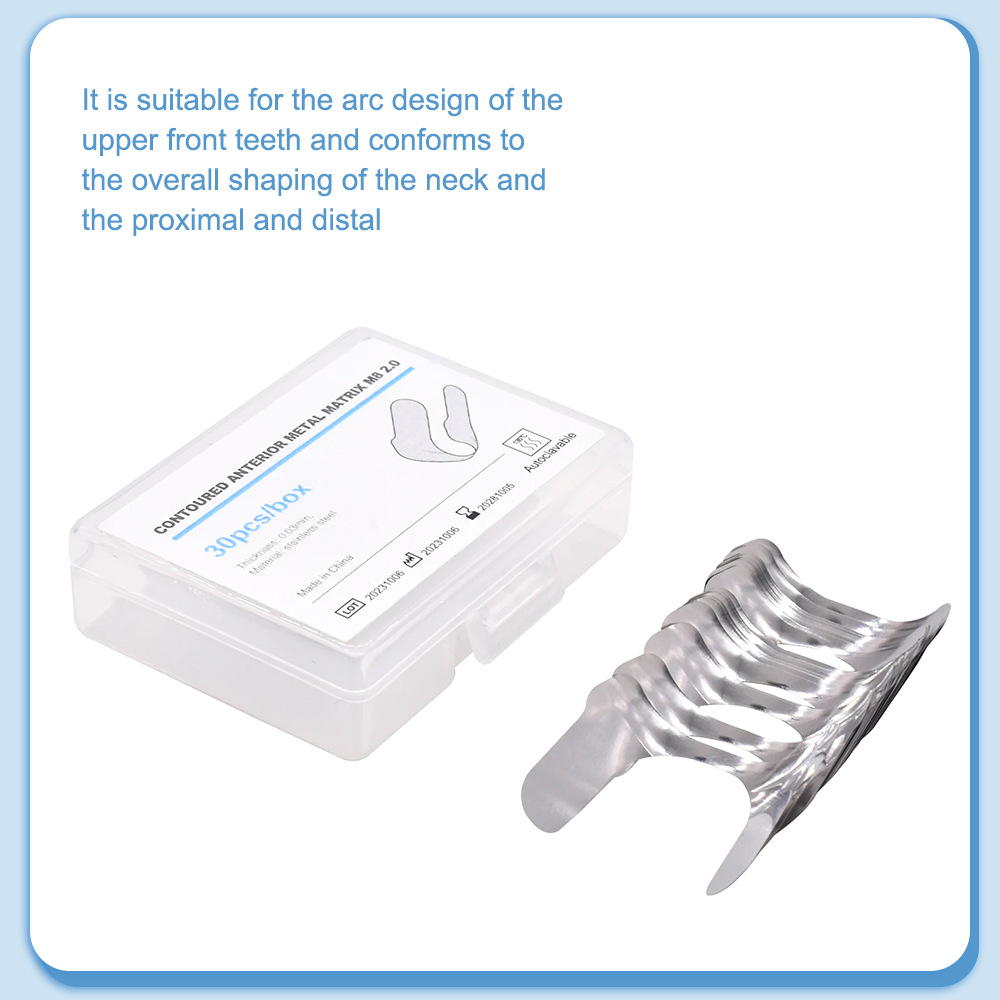 30pcs Dental Contoured Anterior Matrix Sectional System Metal Matrices Bands