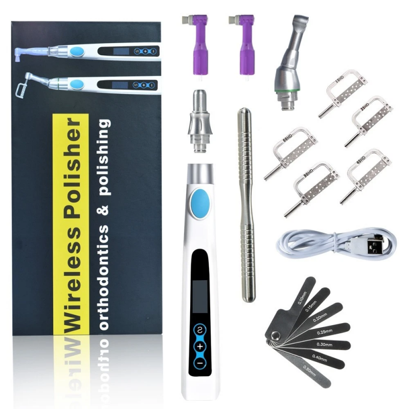 Dental Electric Wireless Polisher IPR System Ruler Prophy Angles Disc Handpiece