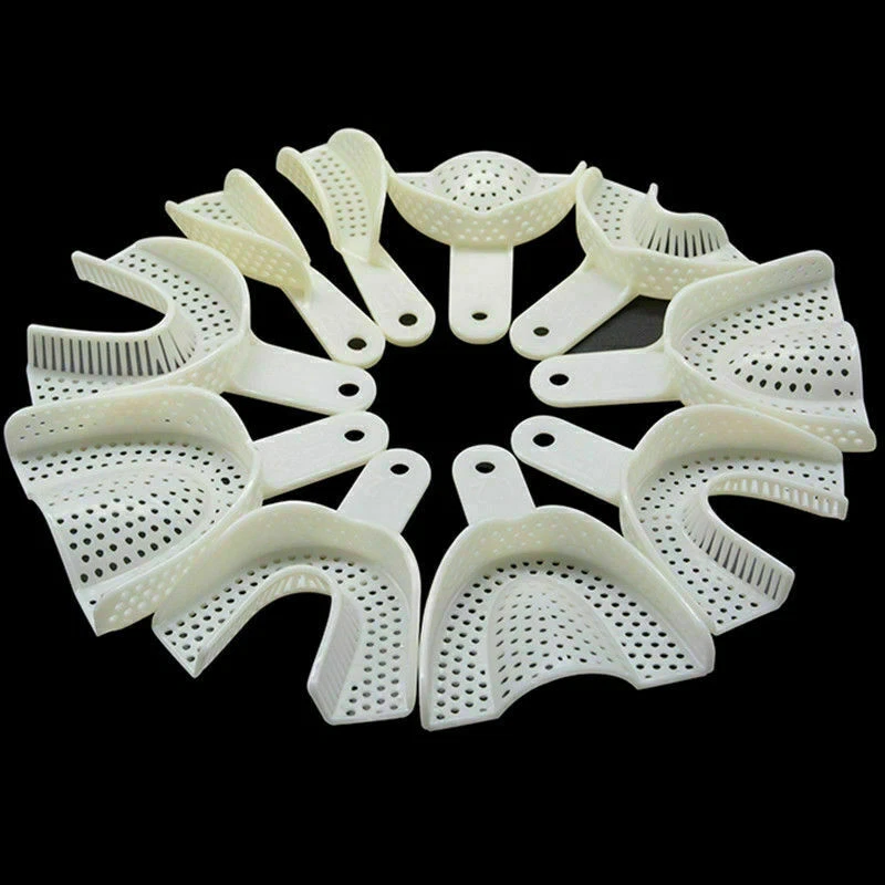 100pcs Plastic Disposable Impression Trays Central Dental Supply Denture tray