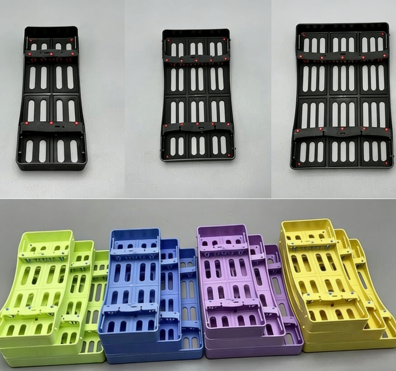 Plastic Dental Sterilization Cassette Box Tray Rack 5/7/10 Instruments Autoclave