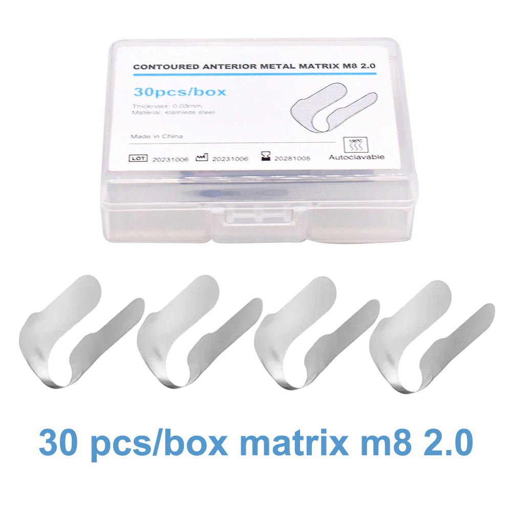 30Pcs Dental Anterior Matrix Bands, Sectional Contoured Metal Matrices System for Teeth Restoration