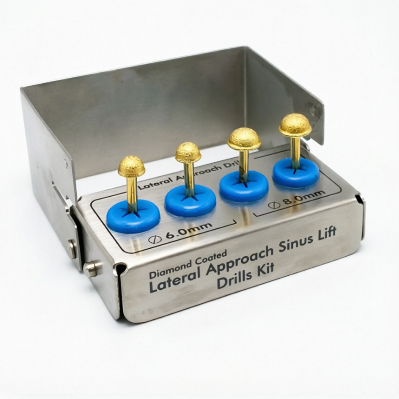 Dental Lateral Approach Drill Kit Sinus Lift Membrane Diamond Coated Burs 6mm 8mm