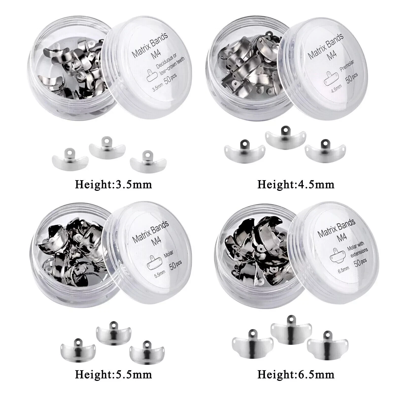 50x Dental Matrix Bands Ring Sectional Matrice Clamp Fit Palodent V3 Metal Band