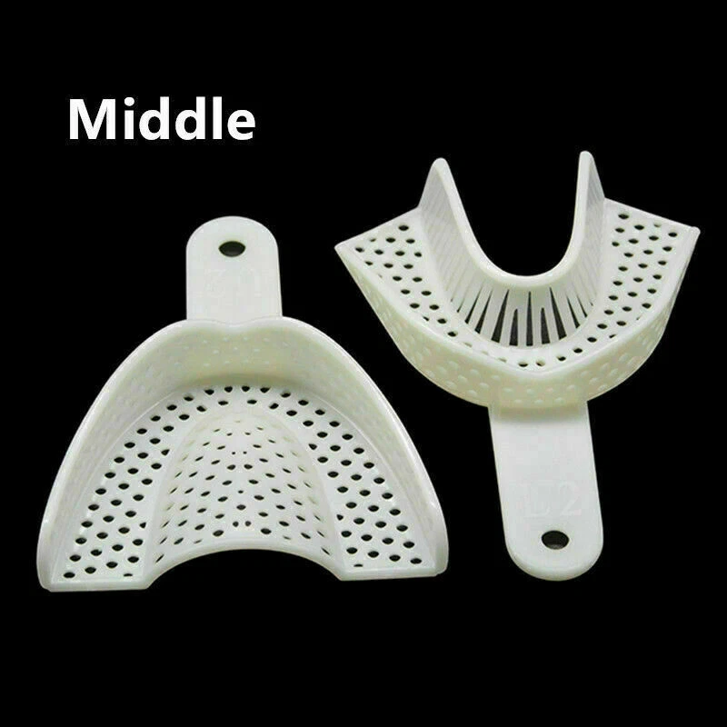 100pcs Plastic Disposable Impression Trays Central Dental Supply Denture tray