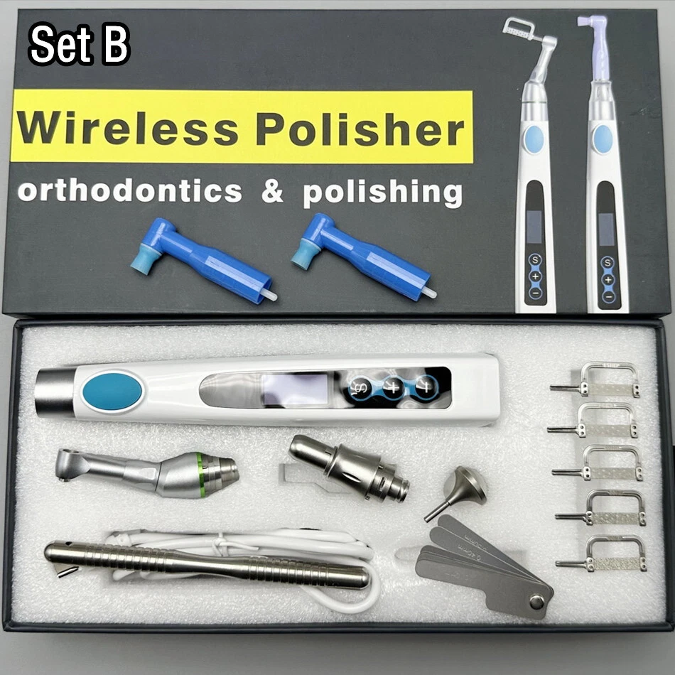 Dental Electric Wireless Polisher IPR System Ruler Prophy Angles Disc Handpiece