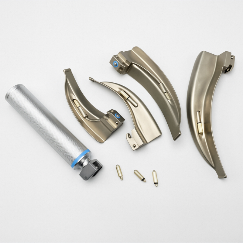 Dental Anesthesia Laryngoscope Kit, Adult Fiber Optic Intubation Set with Bright LED Light Blades Handles