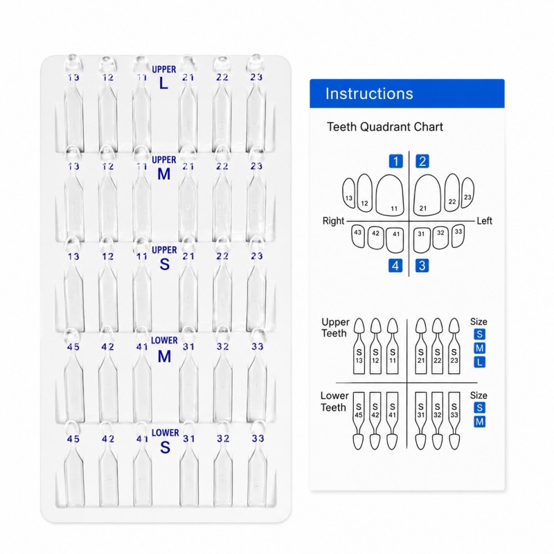 30Pcs Dental Composite Resin Veneer Moulds, Light Cure Templates for Front Anterior Teeth Restorations