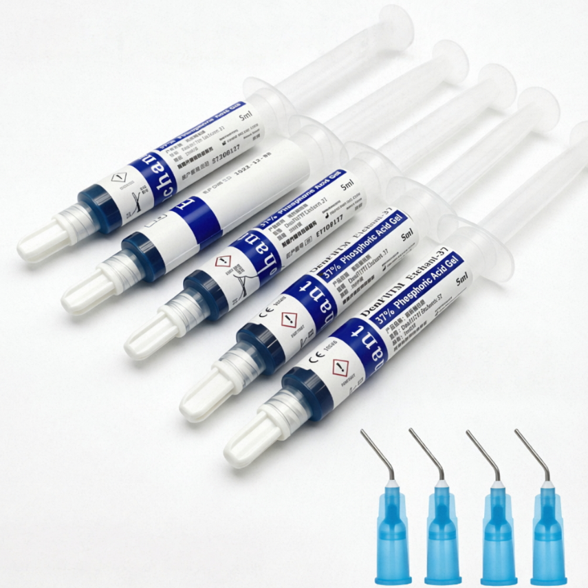 37% Phosphoric Acid Dental Etching Gel Syringe with 4 Disposable Tips, 5ml Each for Bonding & Restorative
