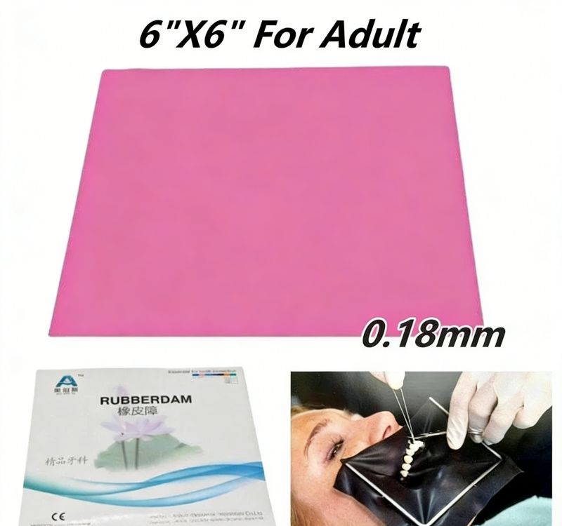 Dental Endodontic Rubber Dam Natural Latex Medium Gauge 6"x6" 36 Sheets