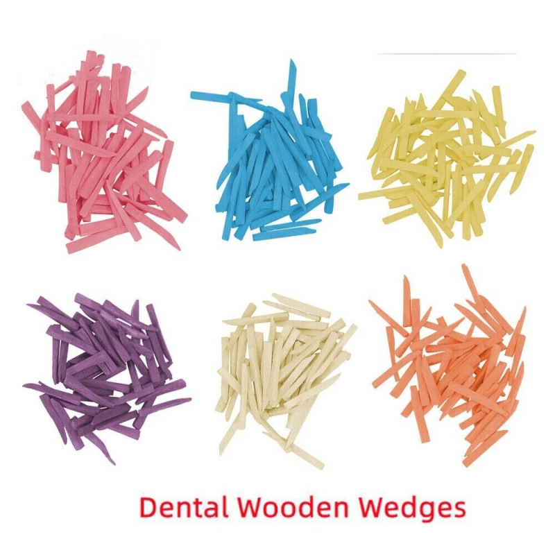400pcs/box Dental Disposable Wooden Wedges Restoration Interdental Contoured Wedge