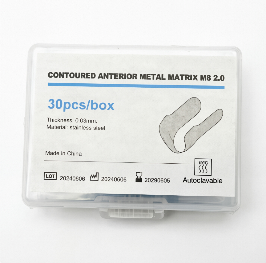 30Pcs Dental Anterior Matrix Bands, Sectional Contoured Metal Matrices System for Teeth Restoration