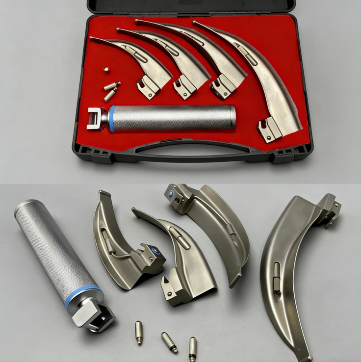 Laryngoscope Adult Anesthesia throat mirror LED light Intubation Fiber optic Kit