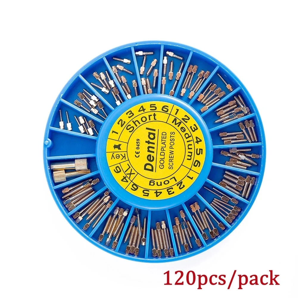 120pcs Dental Screw Post Gold/Silver Plated Titanium Kit Conical Root Canal Pins