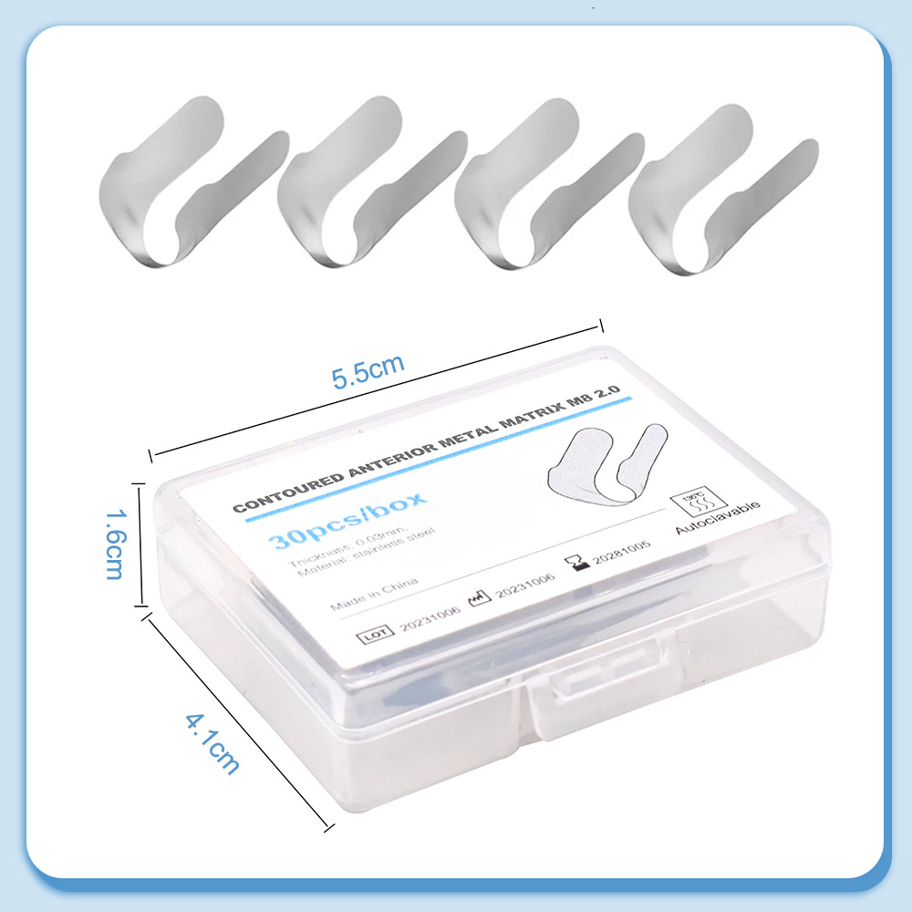 30pcs Dental Contoured Anterior Matrix Sectional System Metal Matrices Bands
