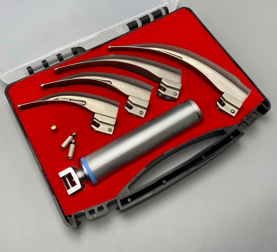 Laryngoscope Adult Anesthesia throat mirror LED light Intubation Fiber optic Kit