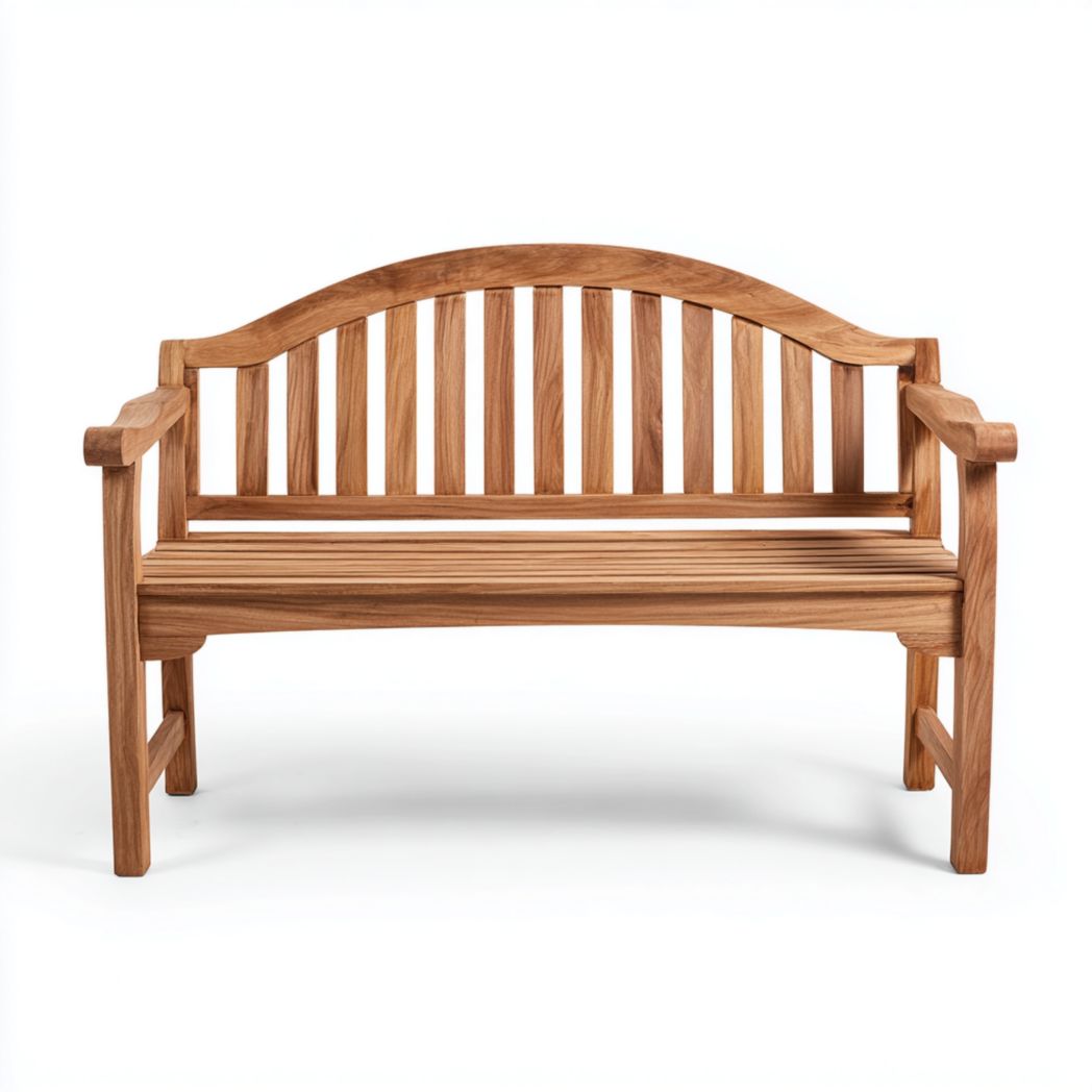 Banc de jardin d’extérieur en bois brun clair avec assise double-Belleytrim