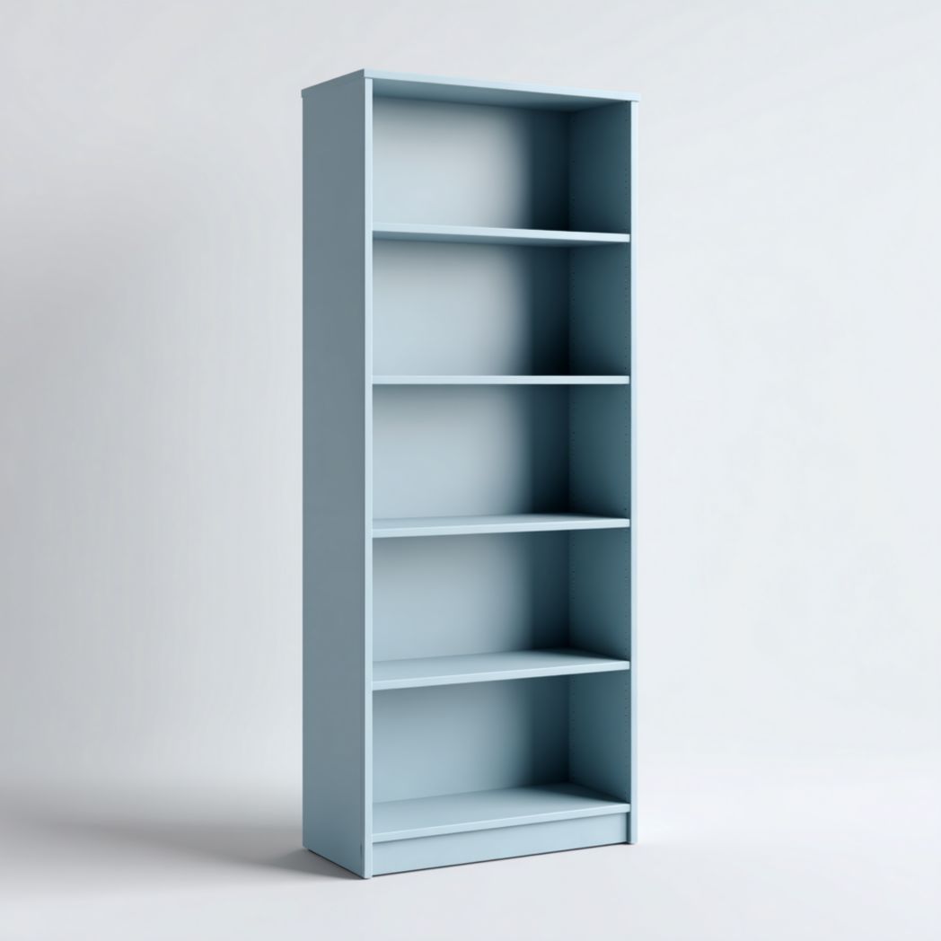 Bibliothèque en bois bleu clair à 5 niveaux ouverte-Belleytrim