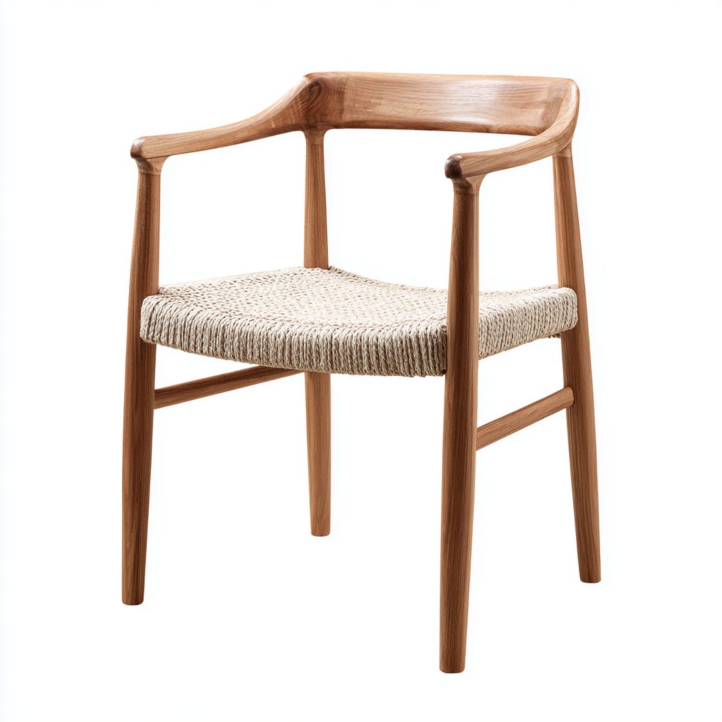 Chaise de jardin d’extérieur avec structure en bois brun et assise tressée-Belleytrim