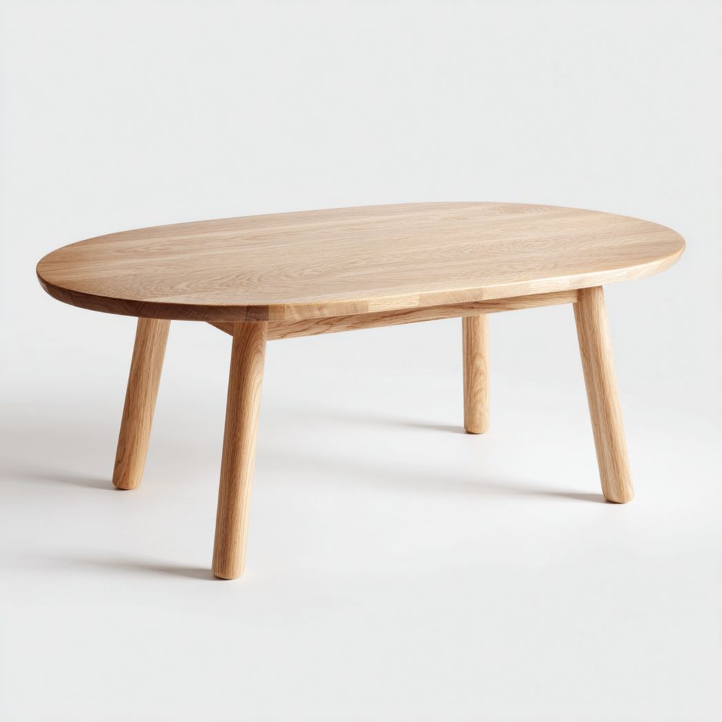 Table basse ovale en bois brun clair, 4 pieds-Belleytrim