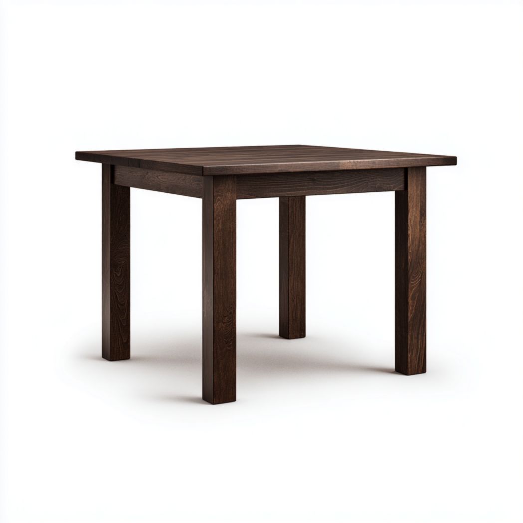 Table à manger carrée en bois brun foncé à 4 pieds droits-Belleytrim