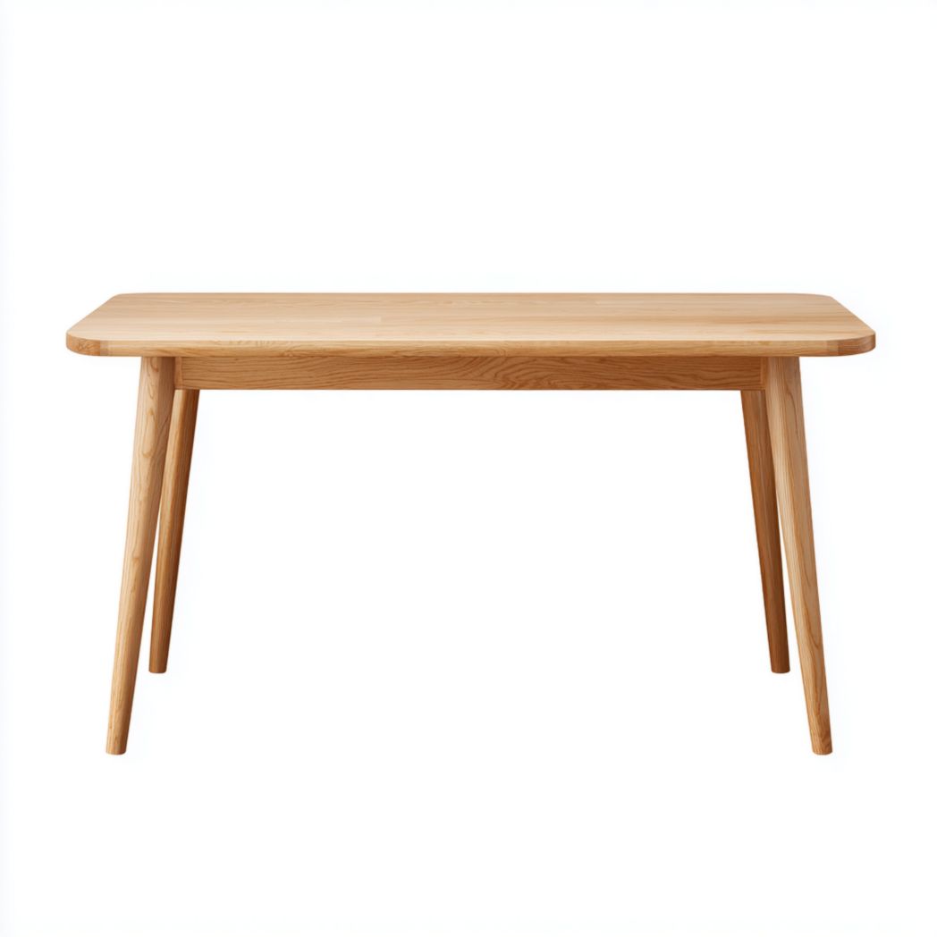 Table à manger rectangulaire en bois brun clair avec pieds inclinés-Belleytrim