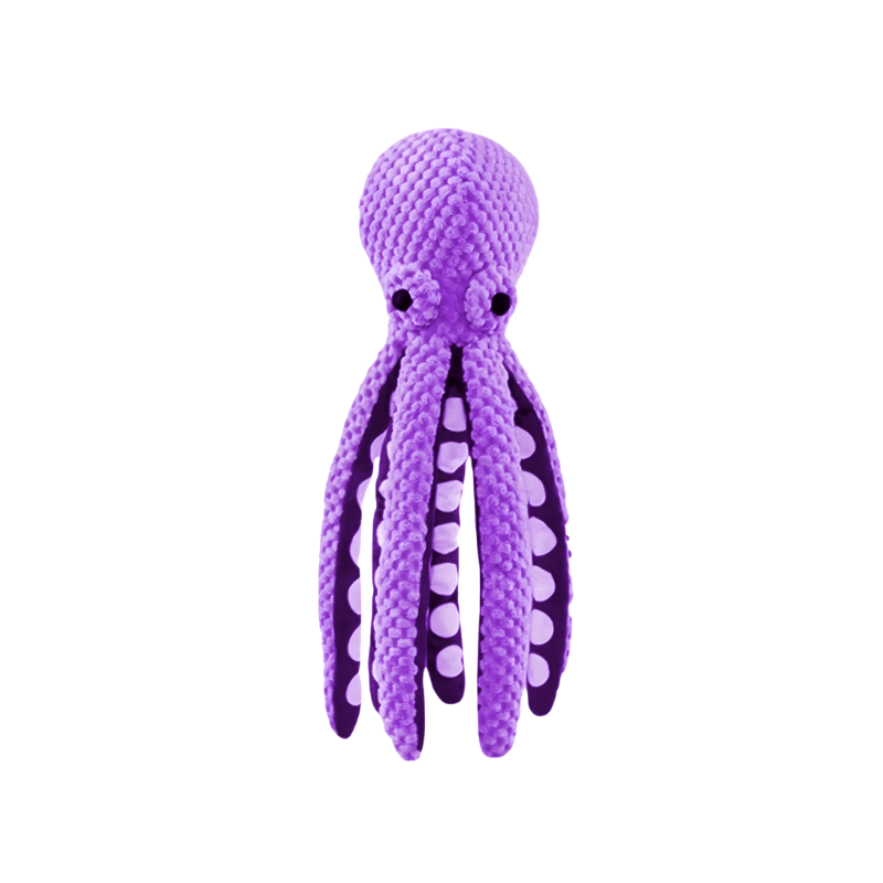 Purple octopus-shaped toy on a white background