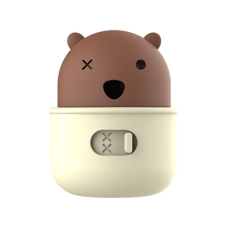 Silicone bear-shaped container with a beige base on a white background