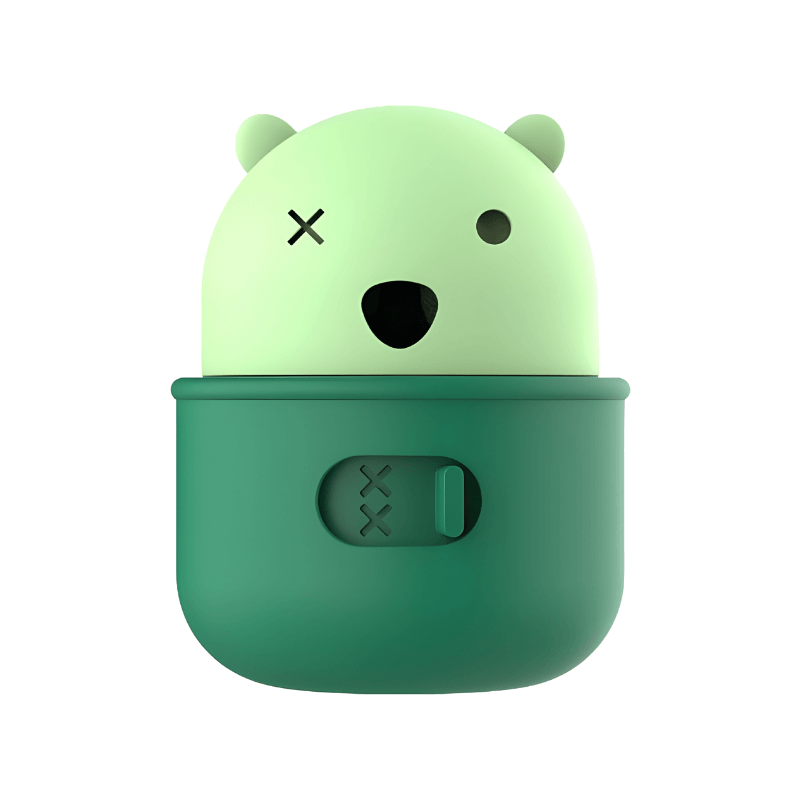 Green bear-shaped container with a white background