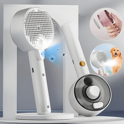 White handheld grooming tool with attachments on a gray background