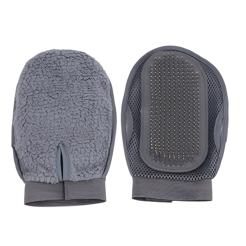 Pair of gray knee pads with textured surfaces on a white background