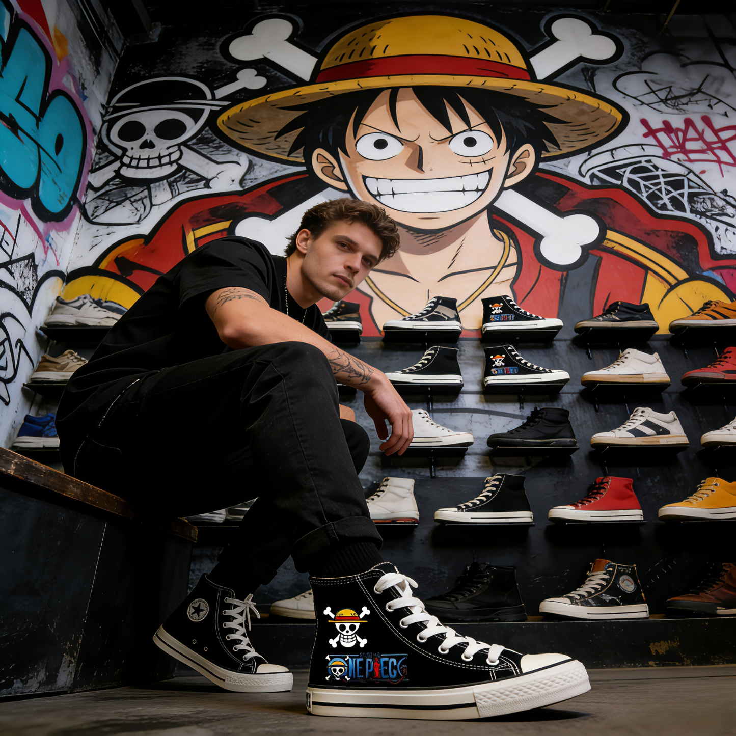 One Piece - High-top Canvas Shoes
