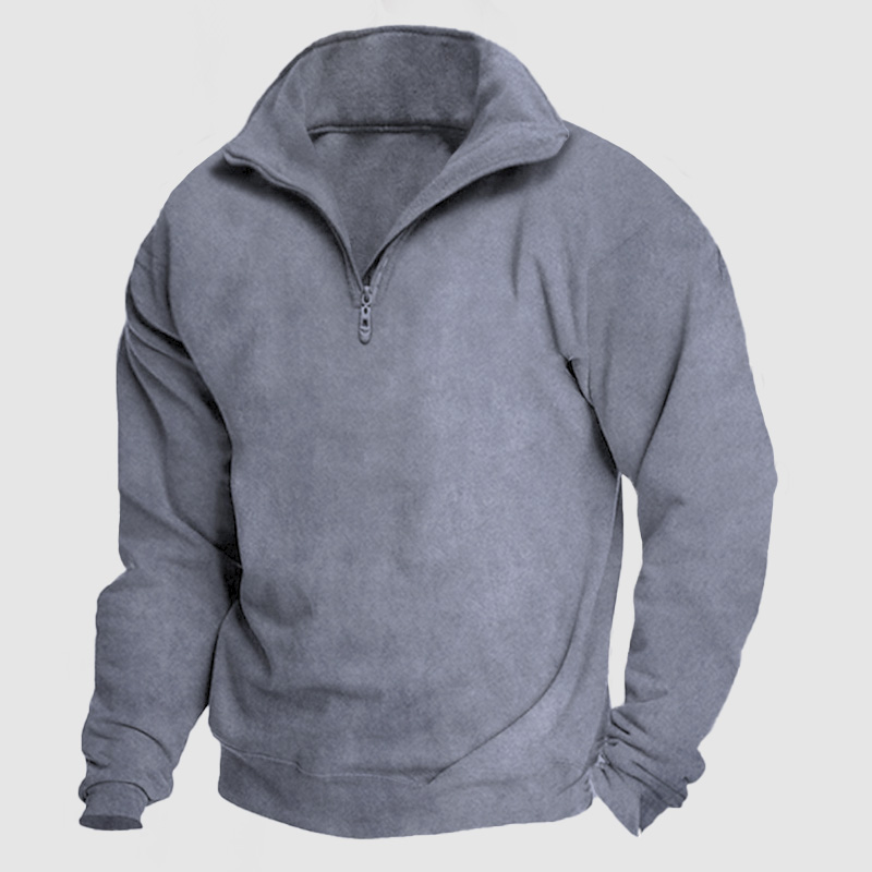 Men's Casual Loose Zipper Suede Pullover Hoodie