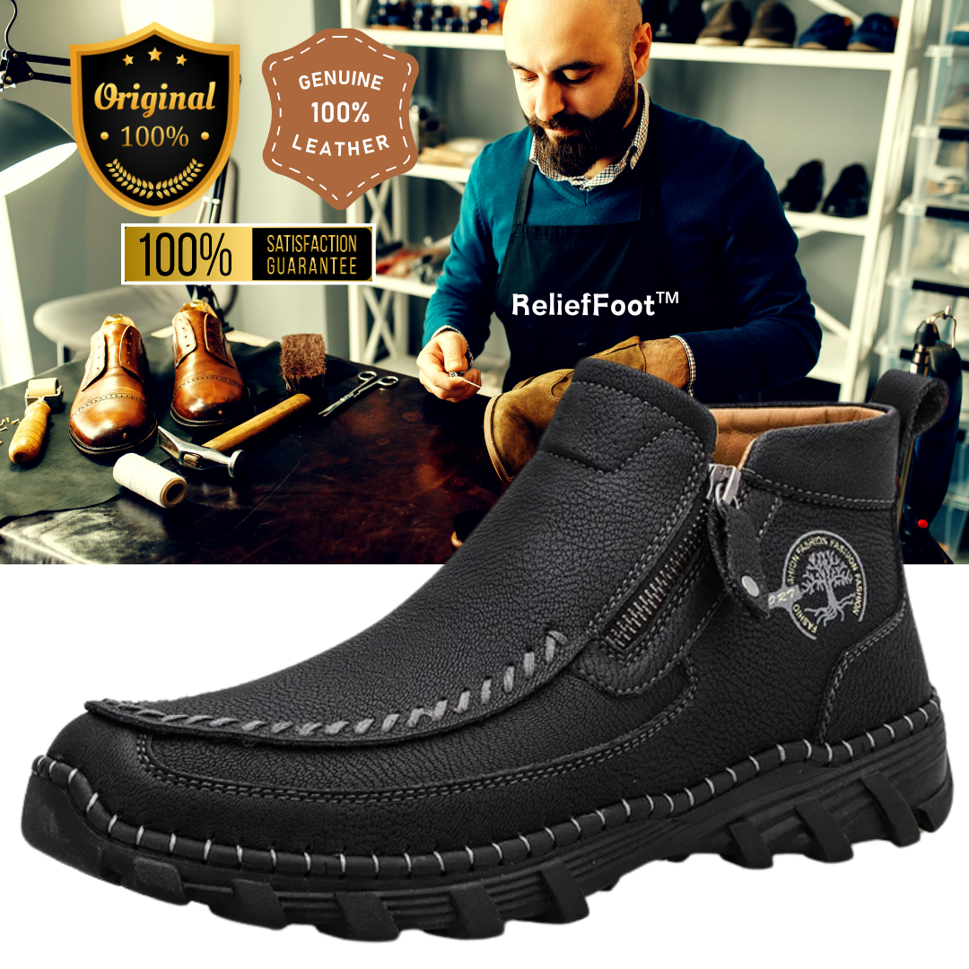 Herren-Stiefel aus Rindsleder im Vintage-Stil, lässig, weich und atmungsaktiv, mit seitlichem Reißverschluss