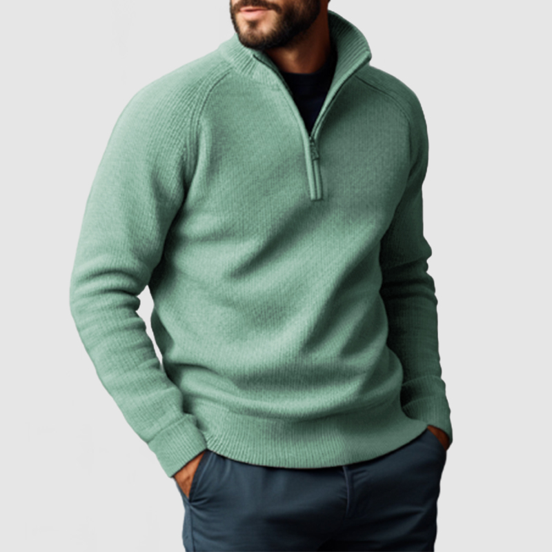 Herren-Pullover aus Kaschmir mit Stehkragen und Reißverschluss