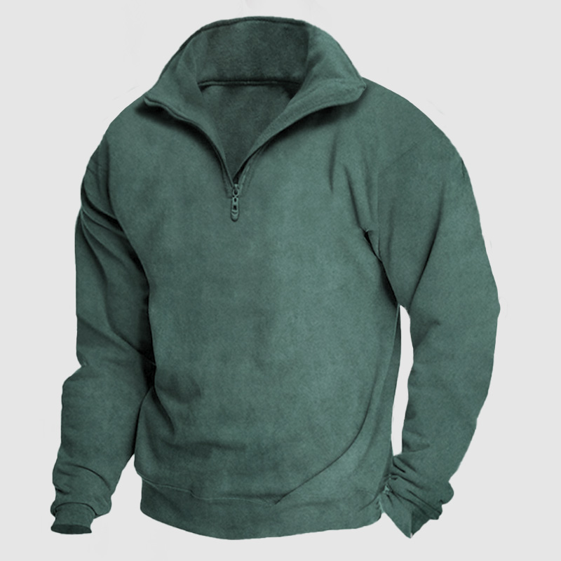 Men's Casual Loose Zipper Suede Pullover Hoodie