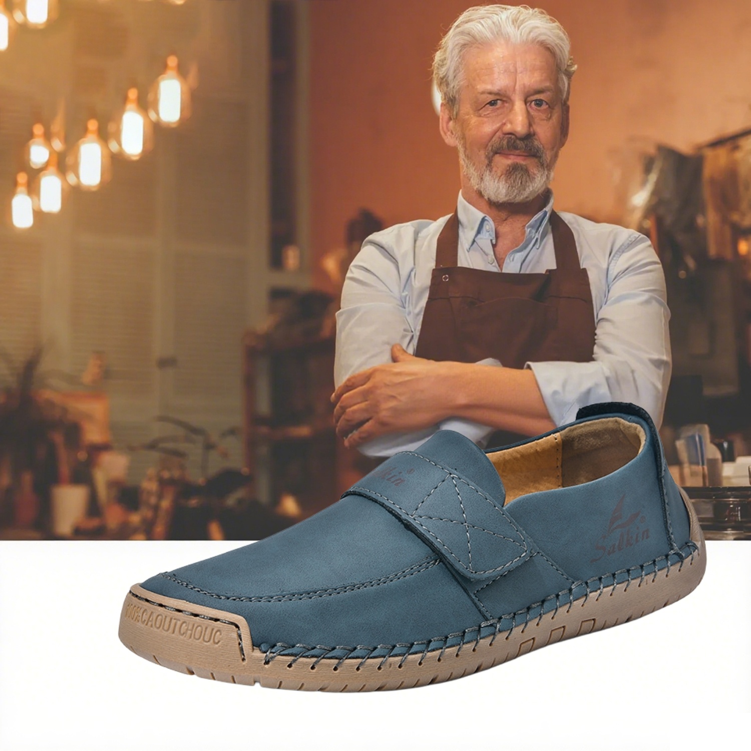 🔥 Chaussures de marche à enfiler pour hommes 👞 Faciles à mettre et à enlever, cousues à la main ✅ Antidérapantes, à porter 24 heures sur 24, marche confortable