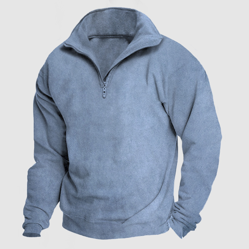 Men's Casual Loose Zipper Suede Pullover Hoodie