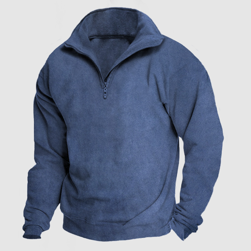 Men's Casual Loose Zipper Suede Pullover Hoodie
