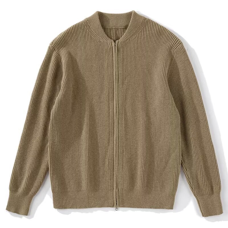 Men's Casual Knit Double Zipper Design Cardigan Sweater