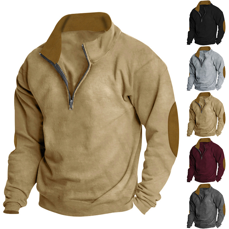 Men's Outdoor Casual Stand Cashmere Button Long Sleeve Sweater