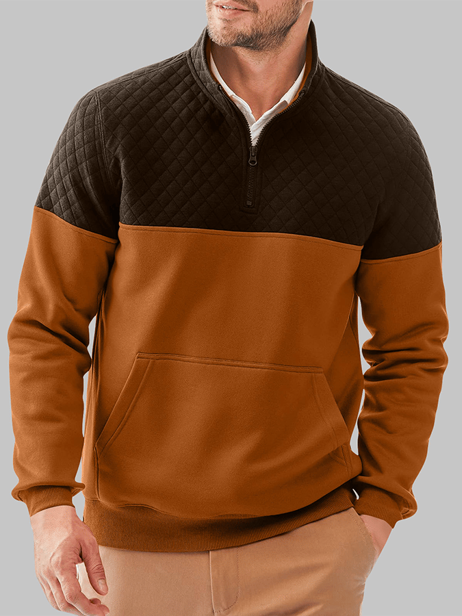 Men's Fashionable Color Block Half Zip Outdoor Casual Sweatshirt