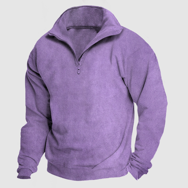 Men's Casual Loose Zipper Suede Pullover Hoodie
