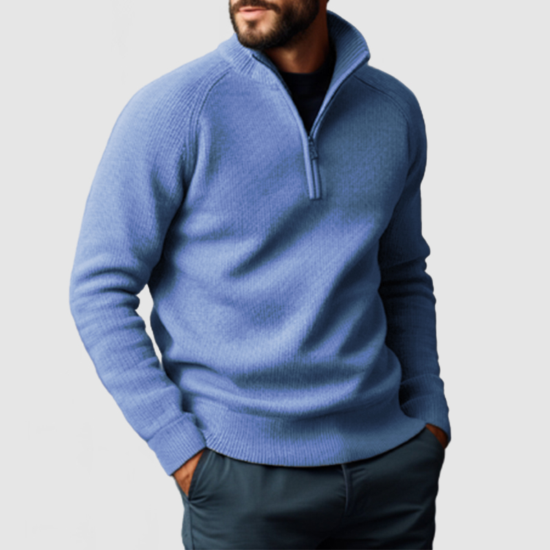 Herren-Pullover aus Kaschmir mit Stehkragen und Reißverschluss